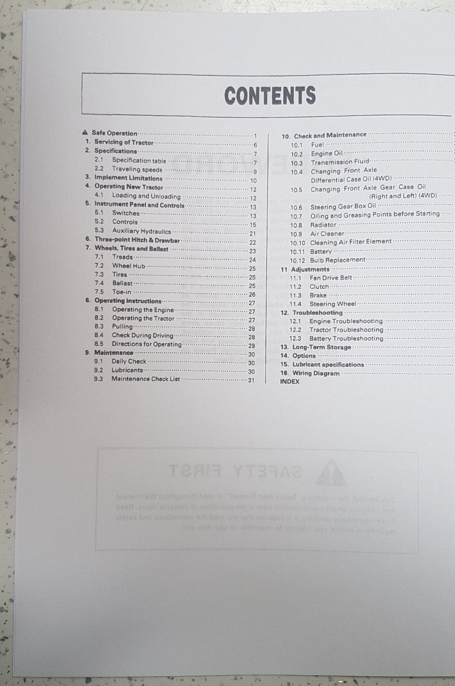 KUBOTA TRACTOR B1550HST B1750HST- OPERATOR USER MANUAL