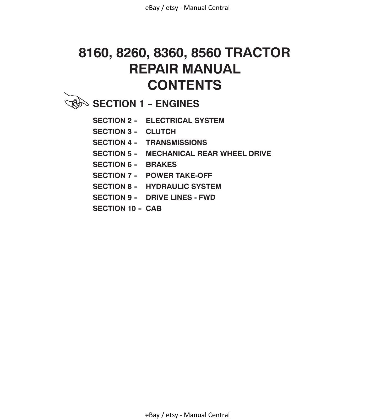 NEW HOLLAND TRACTOR 8160 8260 8360 8560 WORKSHOP SERVICE MANUAL REPRINTED