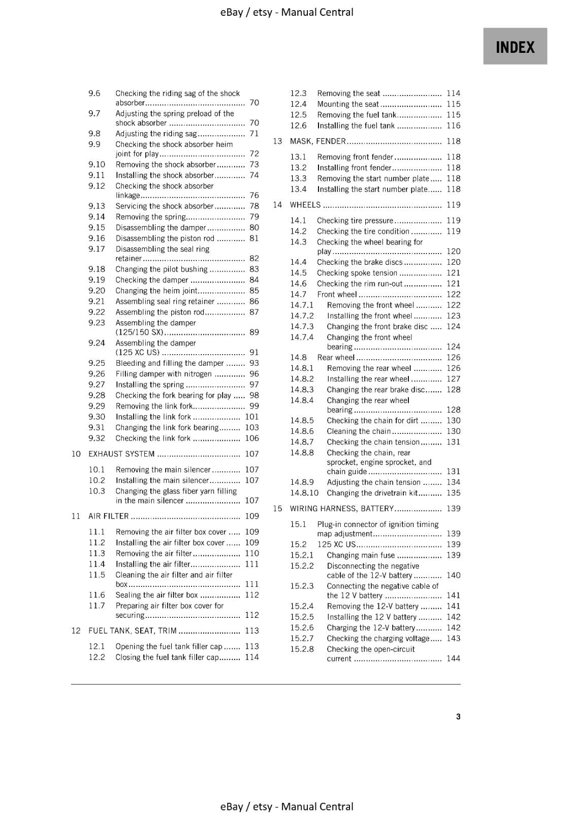 KTM 2021 - 125 SX, 150SX, 125XC - WORKSHOP REPAIR SERVICE MANUAL REPRINTED