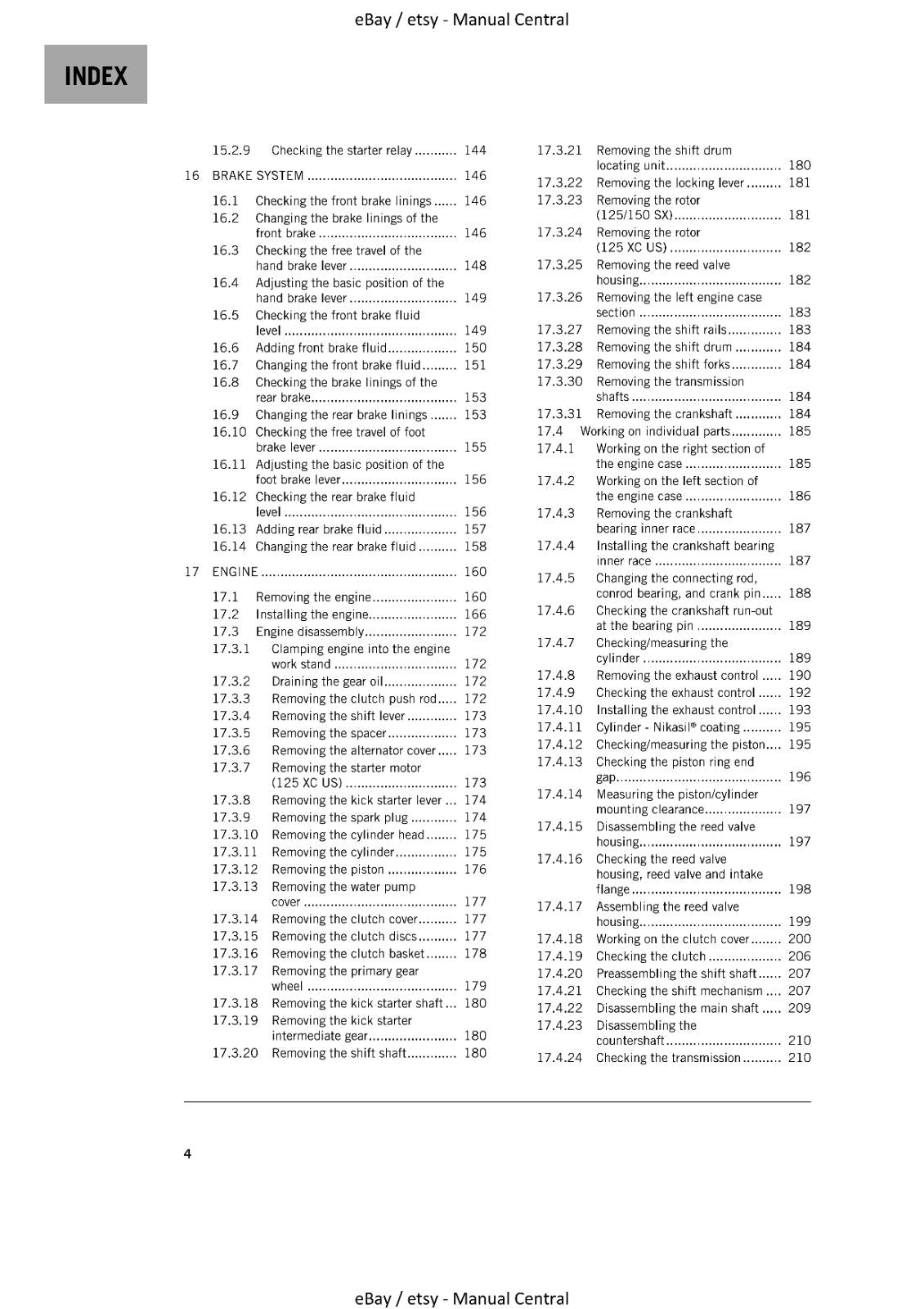 KTM 2021 - 125 SX, 150SX, 125XC - WORKSHOP REPAIR SERVICE MANUAL REPRINTED