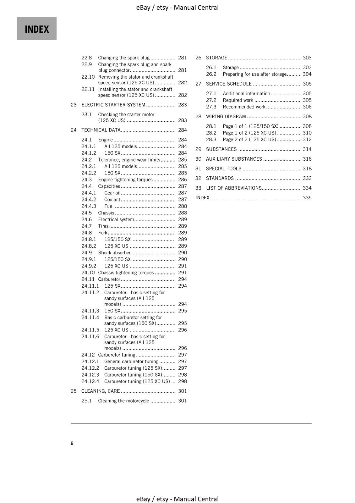 KTM 2021 - 125 SX, 150SX, 125XC - WORKSHOP REPAIR SERVICE MANUAL REPRINTED