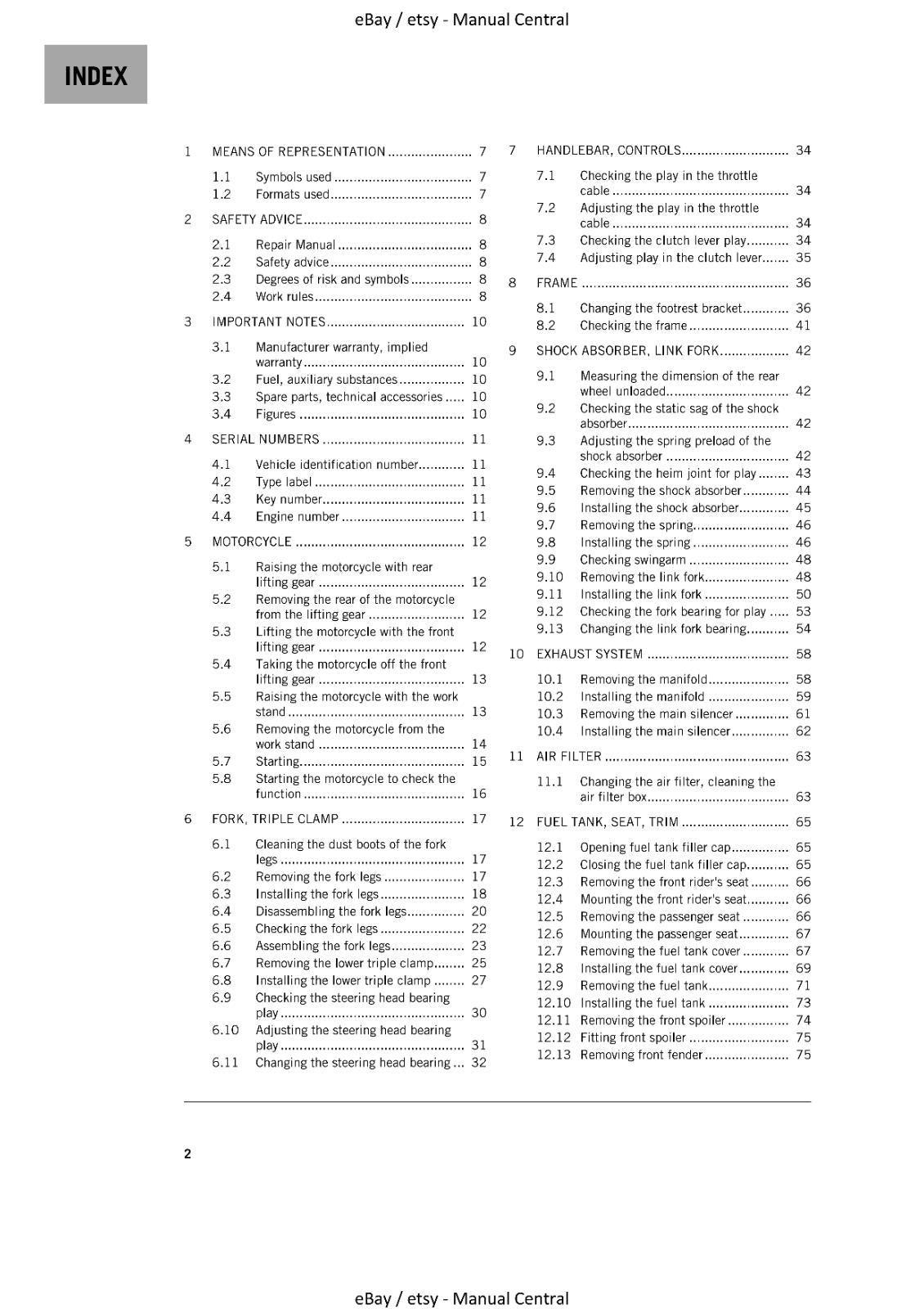 KTM 2021 - 125 DUKE - WORKSHOP REPAIR SERVICE MANUAL REPRINTED