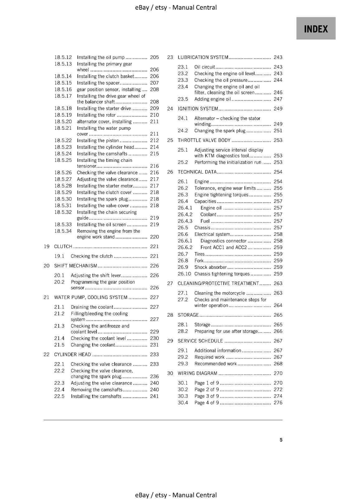 KTM 2021 - 125 DUKE - WORKSHOP REPAIR SERVICE MANUAL REPRINTED