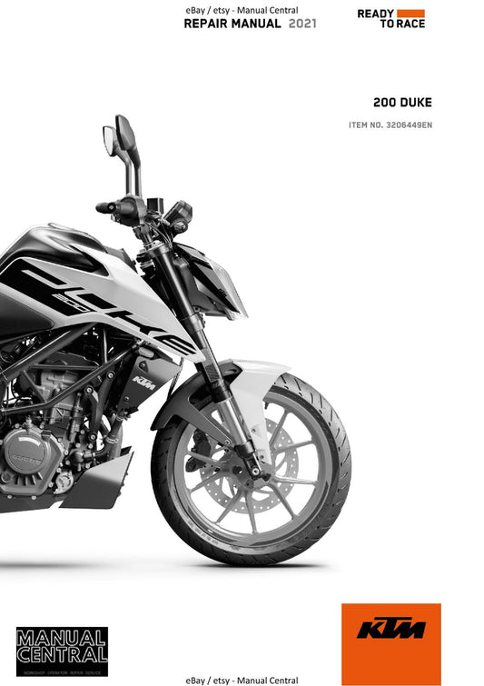 KTM 2021 - 200 DUKE - WORKSHOP REPAIR SERVICE MANUAL REPRINTED