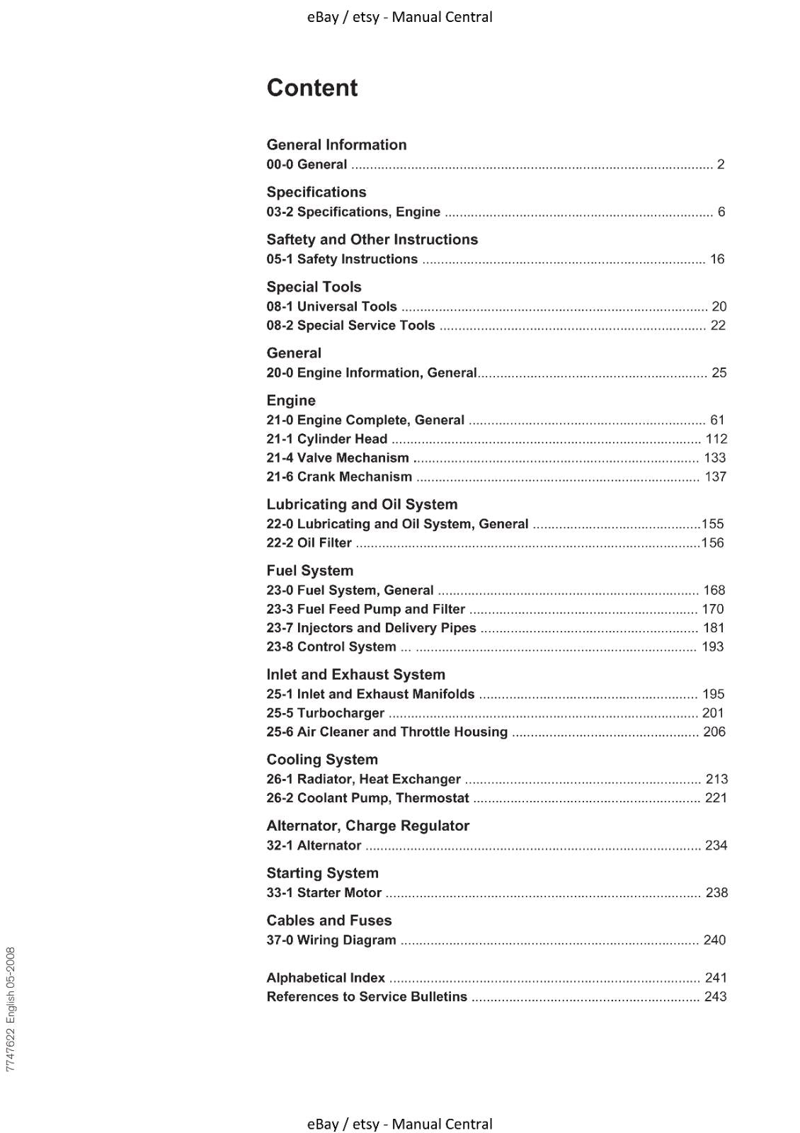 Volvo Penta TAD734GE Group 00-08, 20-26, 32-37 Service Workshop Repair Manual