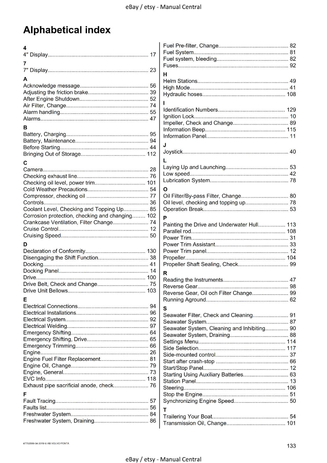 VOLVO PENTA D4 D6 OPERATOR MANUAL REPRINTED 2011