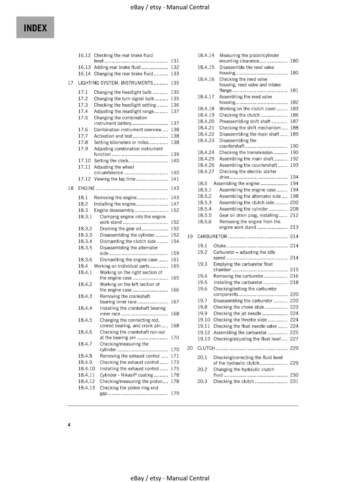 KTM 2021 - 300 EXC - SERVICE MANUAL REPRINTED