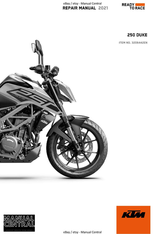 KTM 2021 - 250 DUKE - WORKSHOP REPAIR SERVICE MANUAL REPRINTED