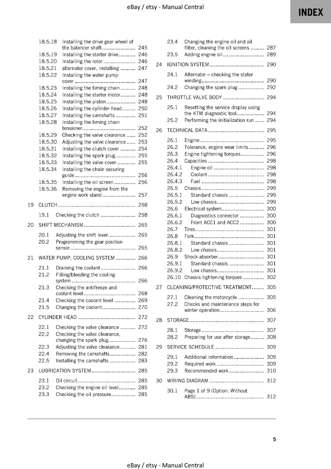 KTM 2021 - 250 DUKE - WORKSHOP REPAIR SERVICE MANUAL REPRINTED