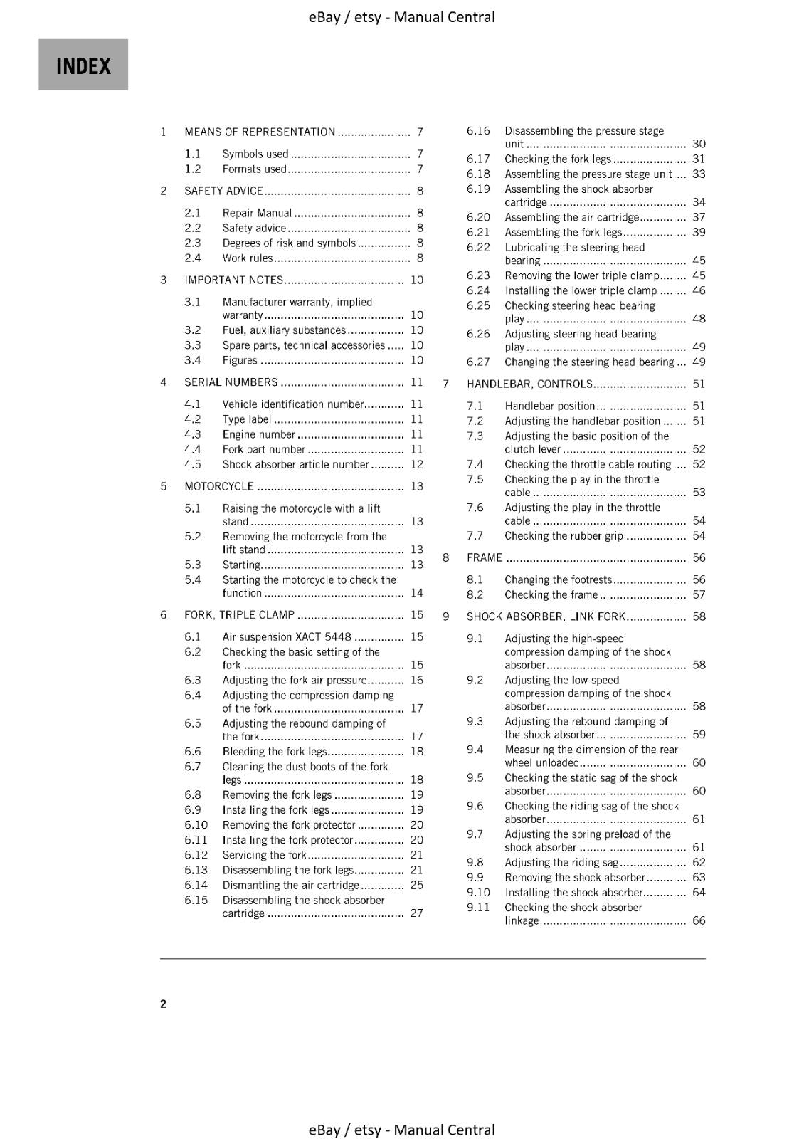 KTM 2021 - 250 SX - WORKSHOP REPAIR SERVICE MANUAL REPRINTED