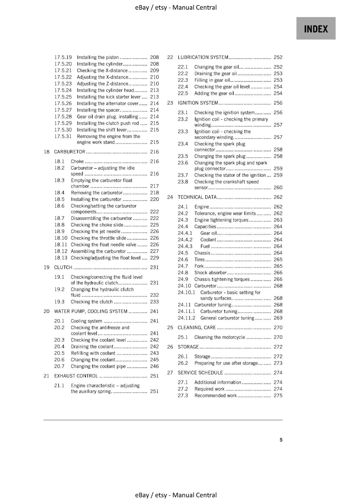 KTM 2021 - 250 SX - WORKSHOP REPAIR SERVICE MANUAL REPRINTED