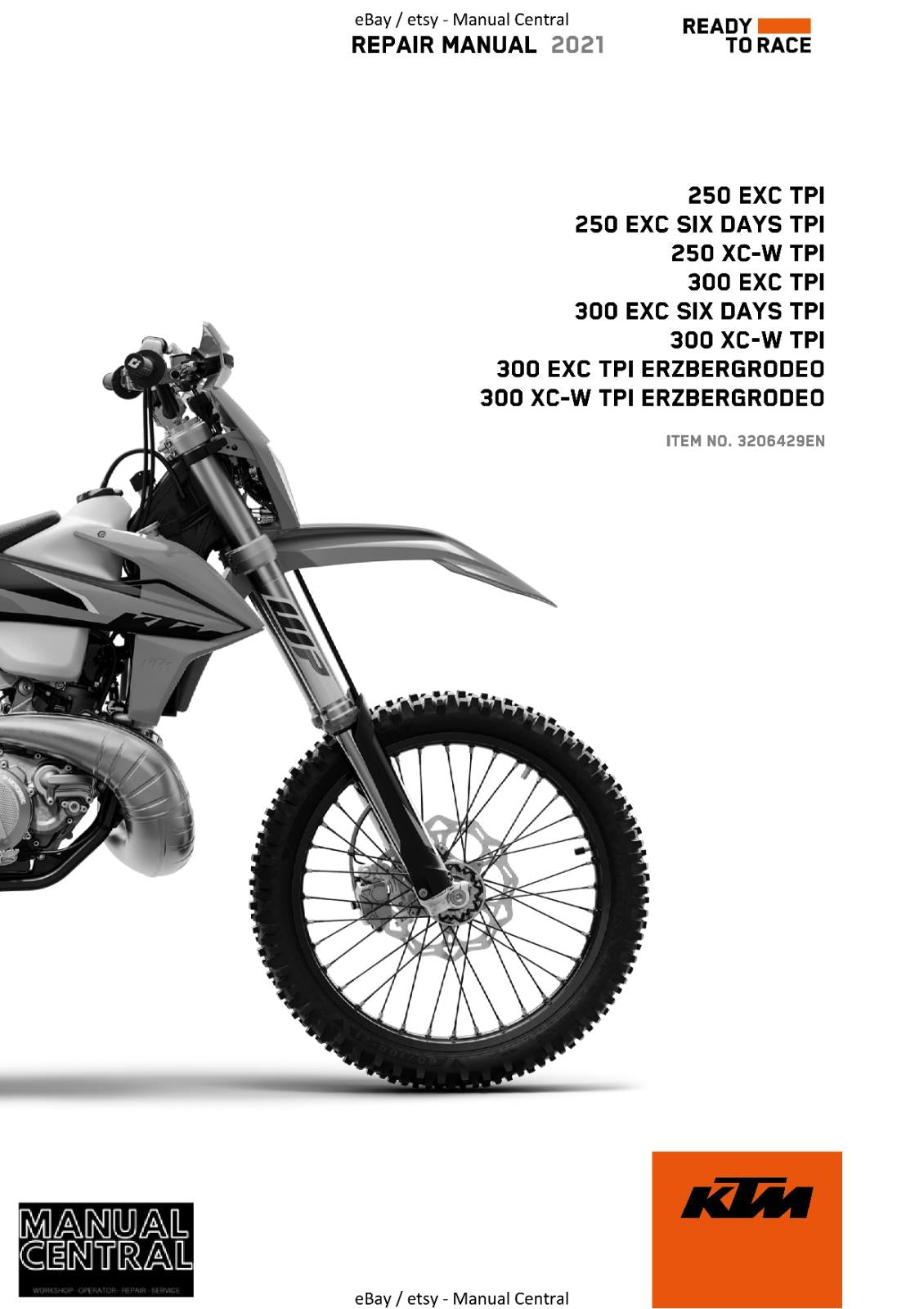 KTM 2021 - 300 EXC XC-W TPI ERZBERGRODEO  - WORKSHOP REPAIR SERVICE REPRINTED