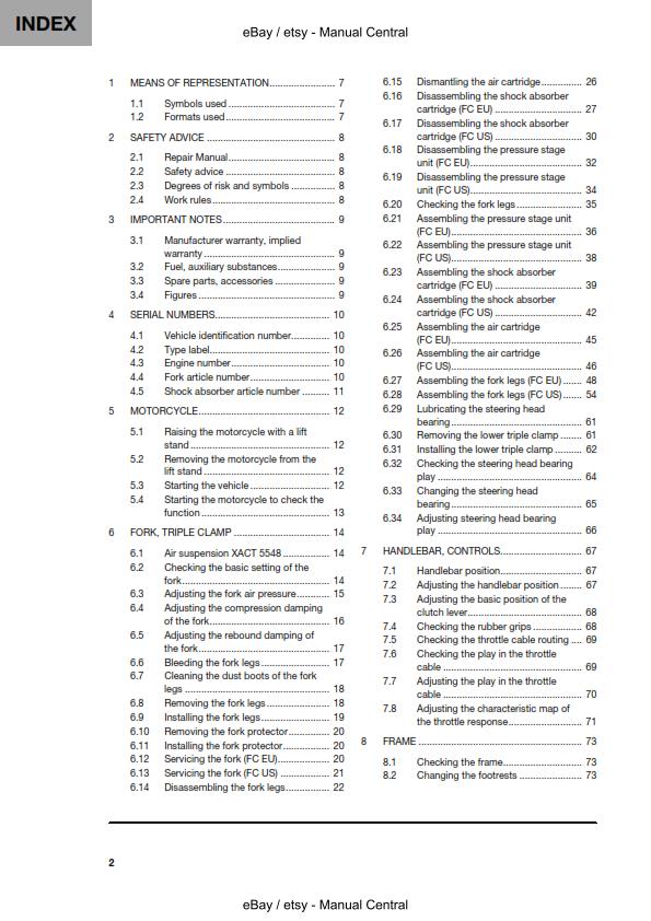 HUSQVARNA FC 250 2021 REPAIR WORKSHOP SERVICE MANUAL REPRINTED