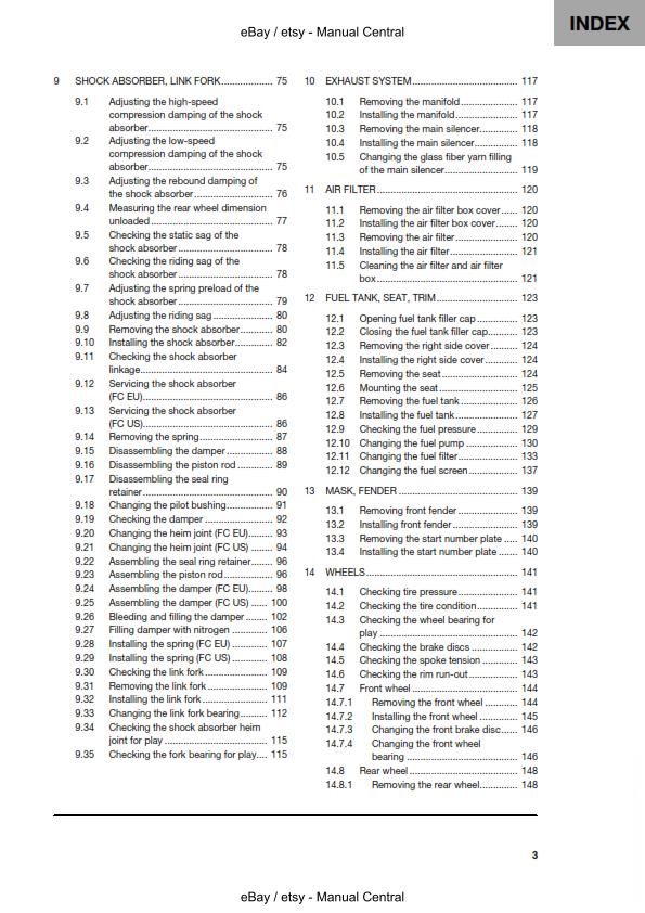 HUSQVARNA FC 250 2021 REPAIR WORKSHOP SERVICE MANUAL REPRINTED