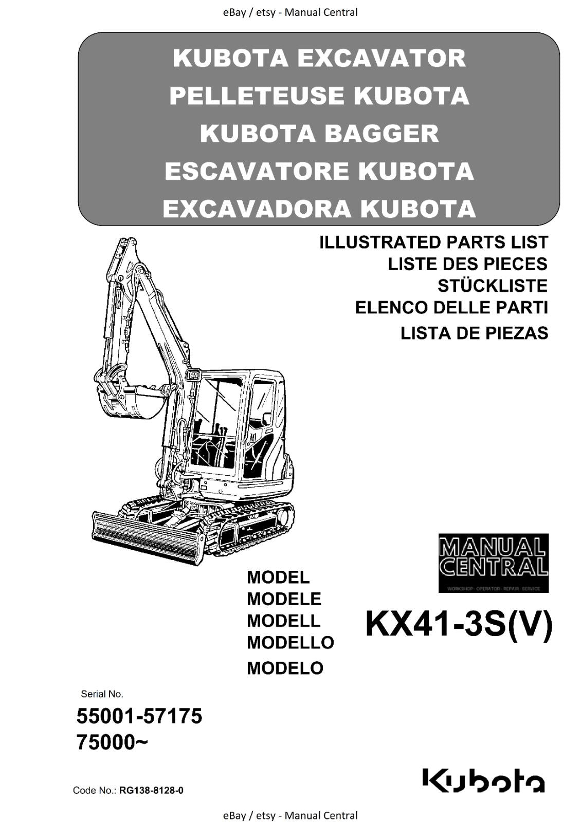 KUBOTA KX41-3S (V) ILLUSTRATED PARTS MANUAL