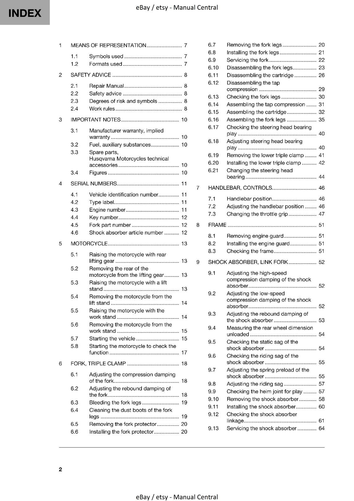 HUSQVARNA 701 ENDURO US 2021 REPAIR WORKSHOP SERVICE MANUAL REPRINTED COMB BOUND