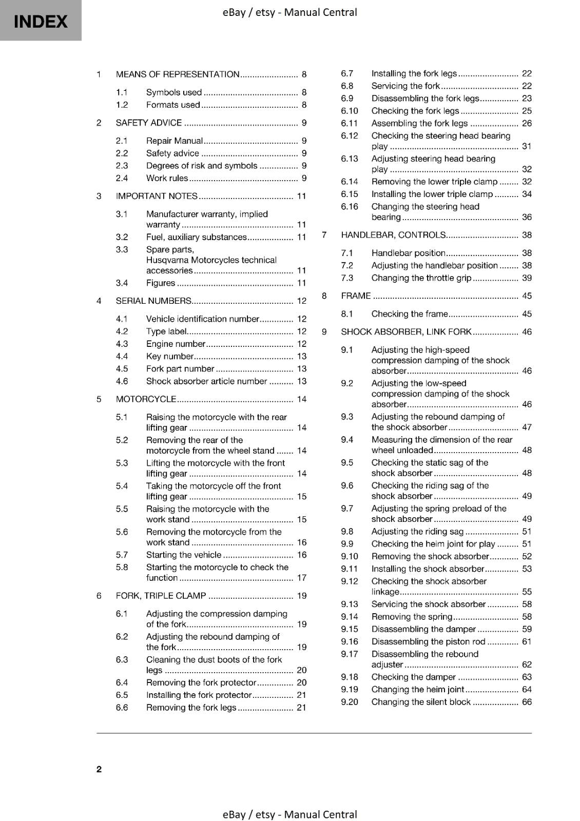 HUSQVARNA 2021 - 701 SUPERMOTO EU EDITION - WORKSHOP SERVICE MANUAL REPRINTED