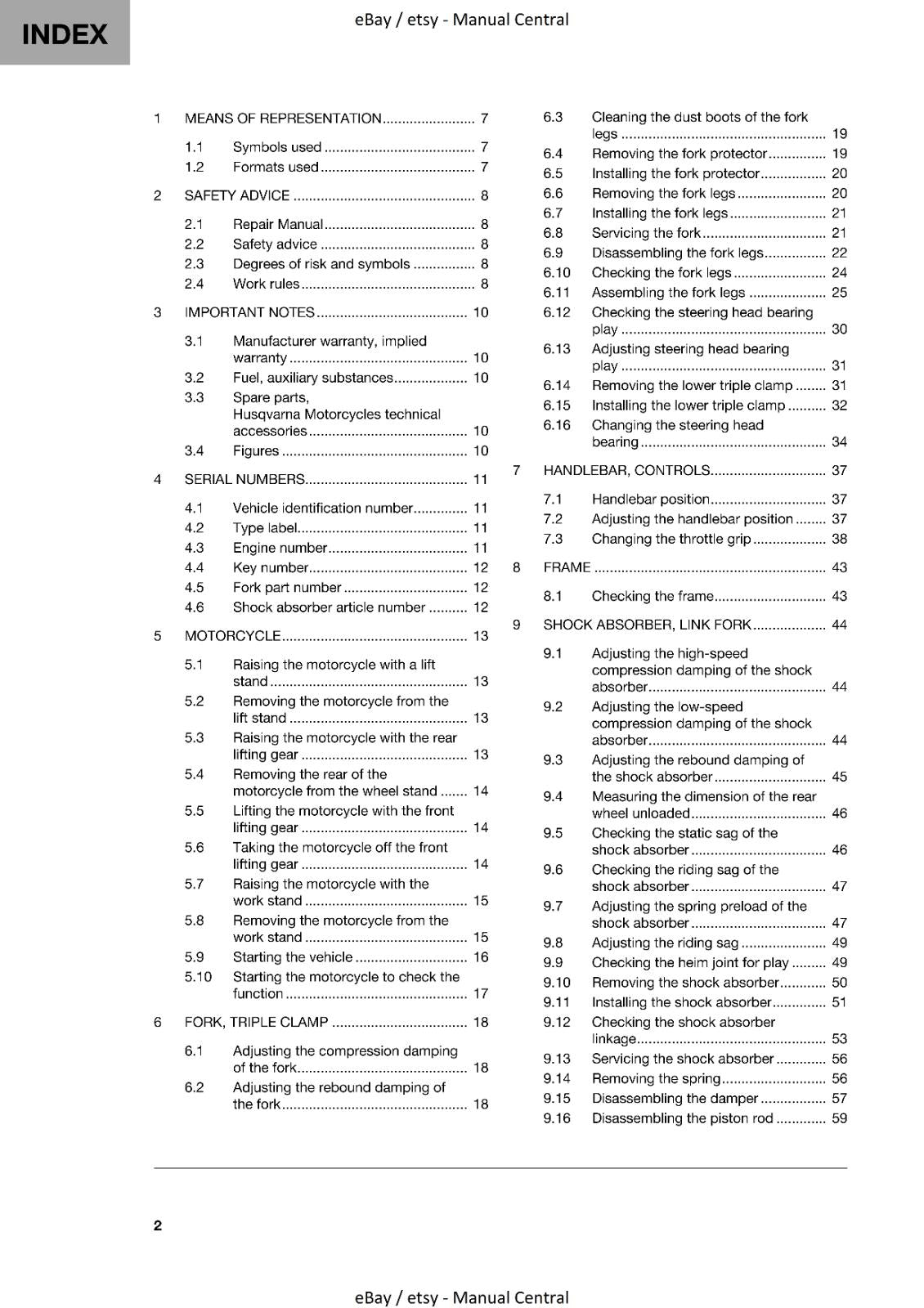HUSQVARNA 2021 - 701 SUPERMOTO US EDITION - WORKSHOP SERVICE MANUAL REPRINTED