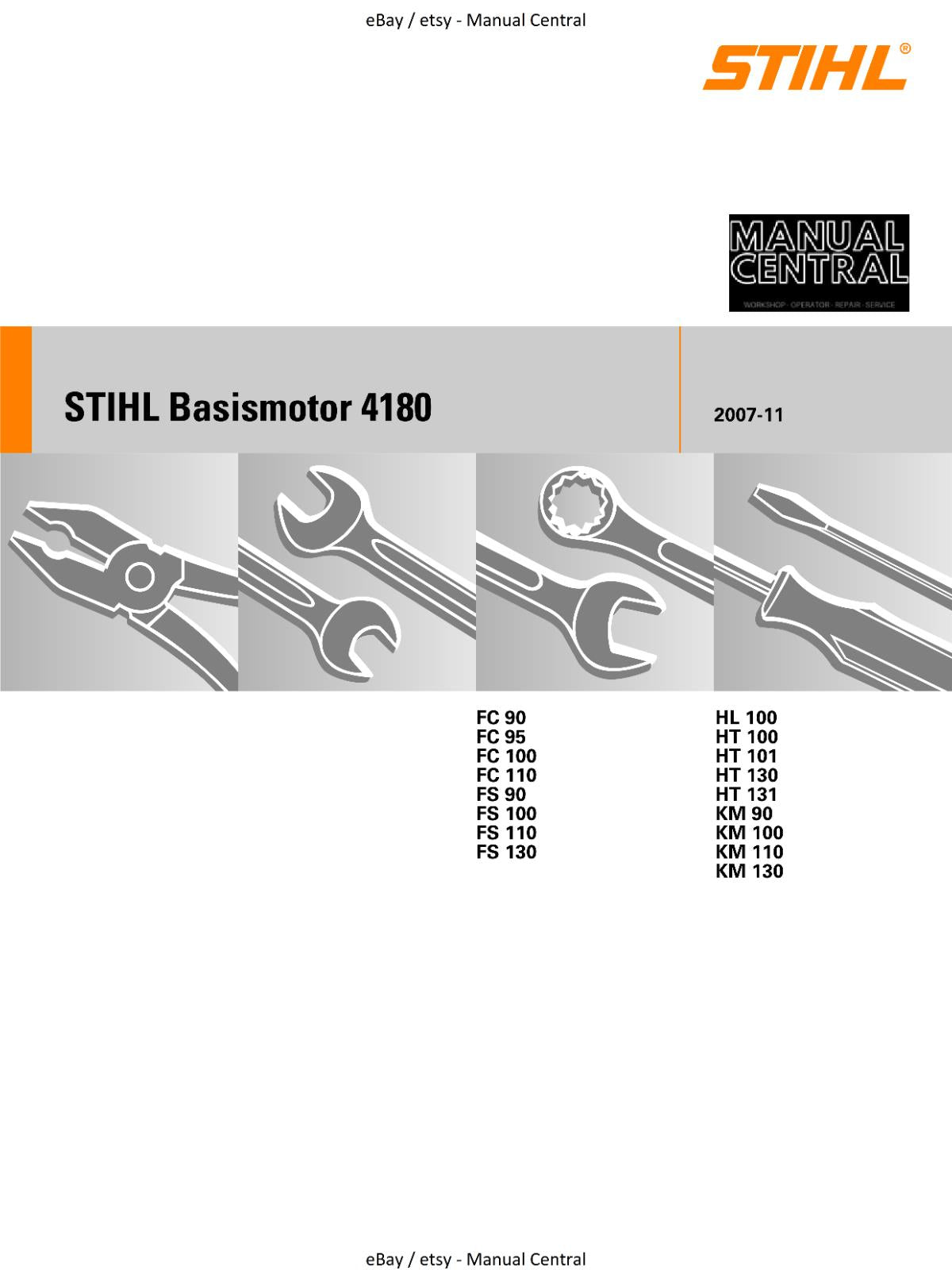 STIHL BASISMOTOR 4180 POWERHEAD - KM 90 100 110 130  SERVICE WORKSHOP 2007
