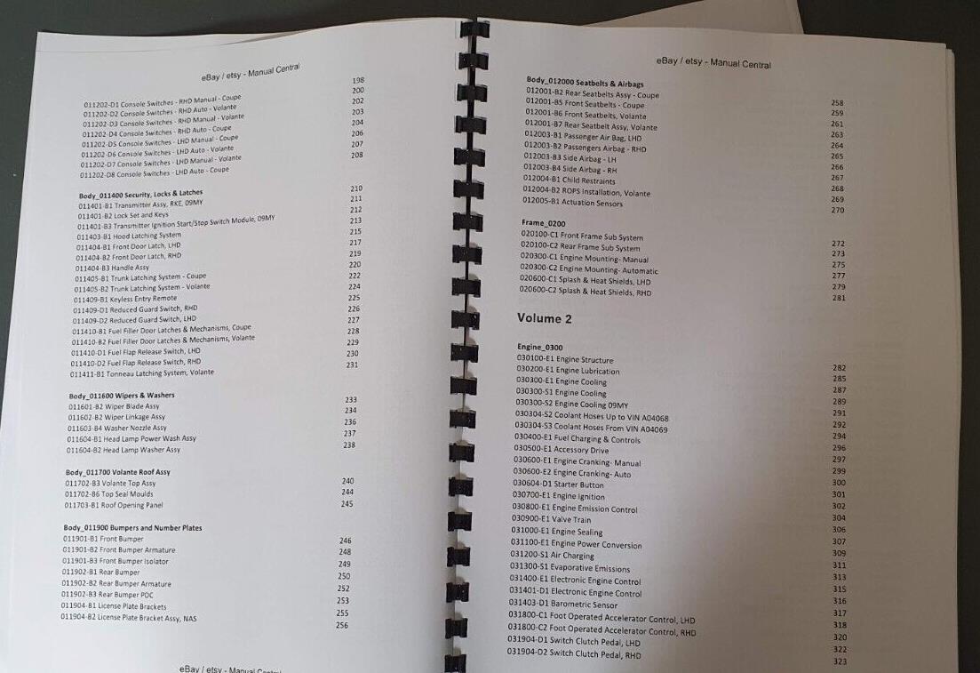 ASTON MARTIN DB9 & DB9 VOLANTE  - PARTS MANUAL 2004 to 2012