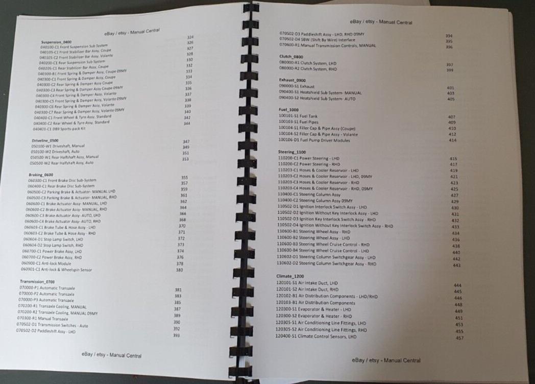 ASTON MARTIN DB9 & DB9 VOLANTE  - PARTS MANUAL 2004 to 2012