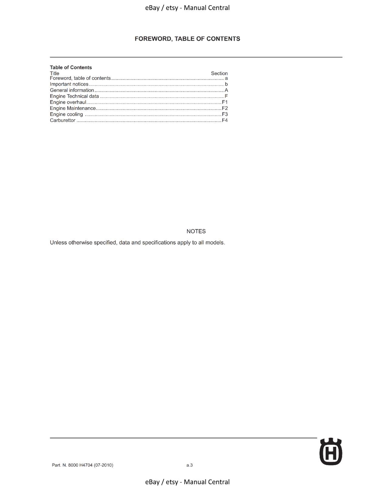 HUSQVARNA 2011 - TE 125 SMS4 ENGINE REPAIR WORKSHOP SERVICE MANUAL REPRINTED