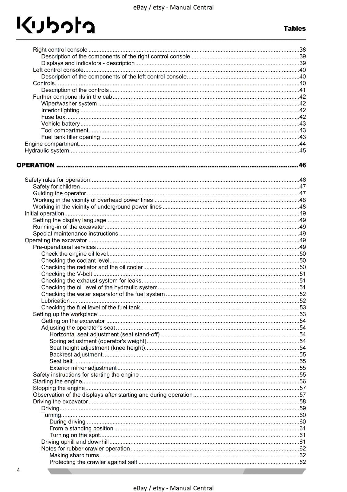 KUBOTA KX61-3 KX71-3 MINI EXCAVATOR OPERATOR MANUAL REPRINTED COMB BOUND