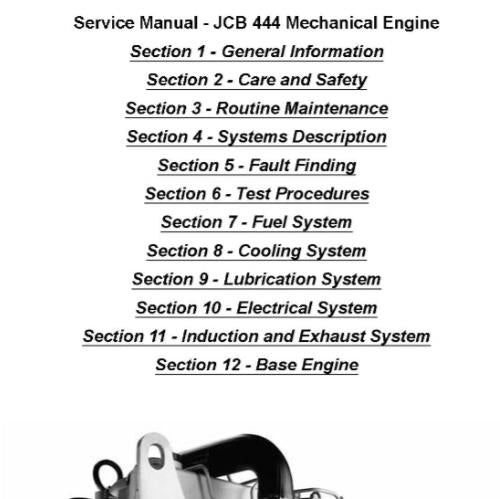 JCB 444 MECHANICAL ENGINE - SERIAL SA, SB, SC, SD, SF - SERVICE WORKSHOP REPAIR