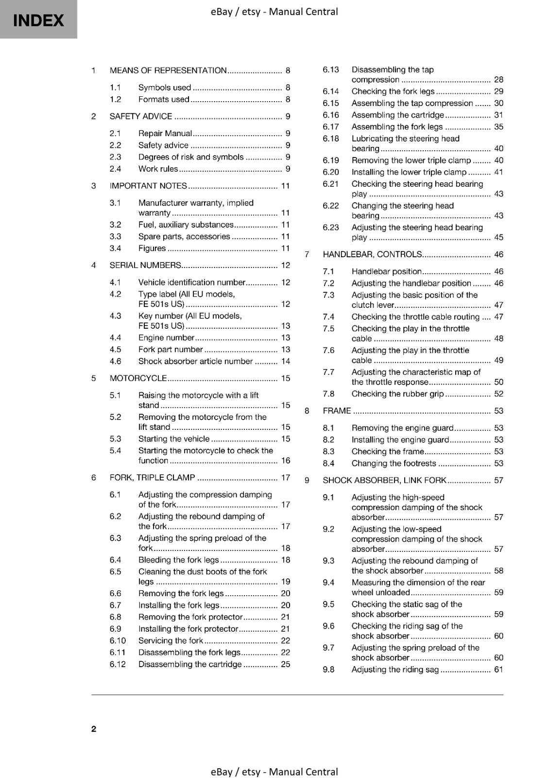 HUSQVARNA FE 450 501 501S 2021 REPAIR WORKSHOP SERVICE MANUAL REPRINTED