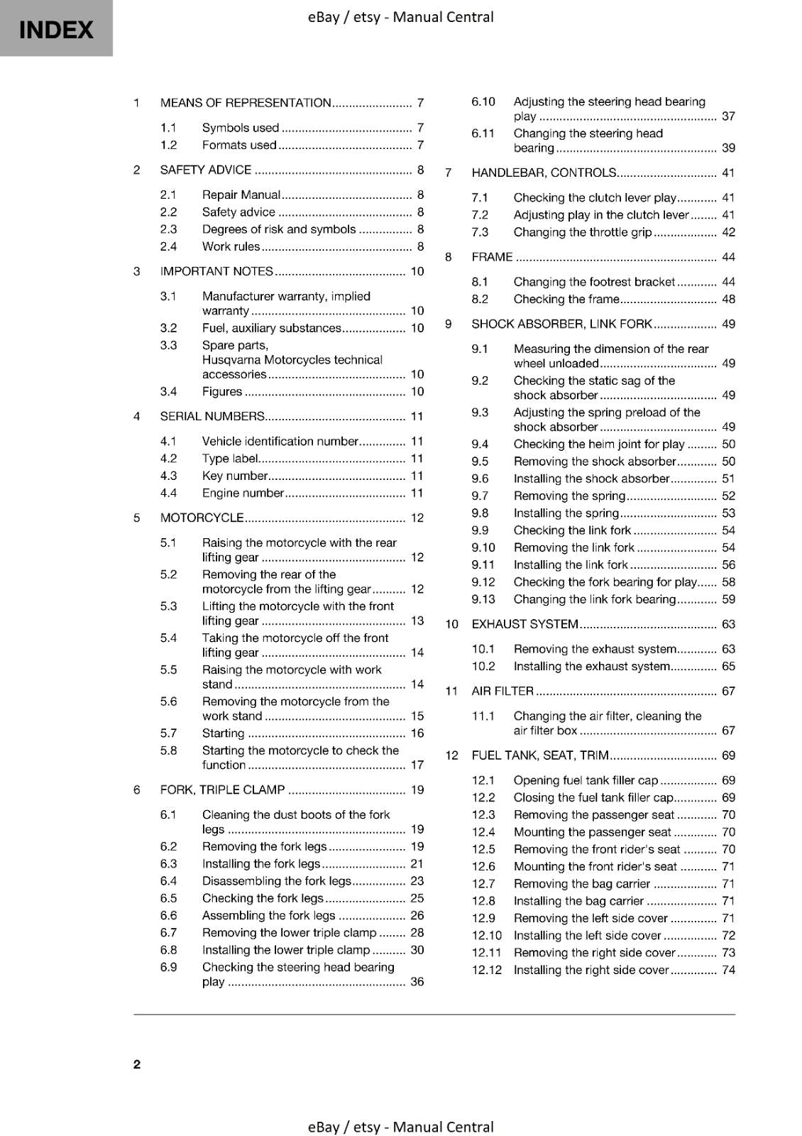 HUSQVARNA SVARTPILEN 200 2021 EDITION REPAIR WORKSHOP SERVICE MANUAL REPRINTED