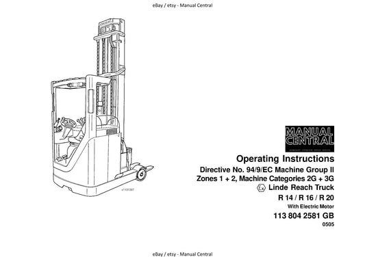 LINDE R14 R16 R20 - 113 SERIES - OPERATING INSTRUCTIONS