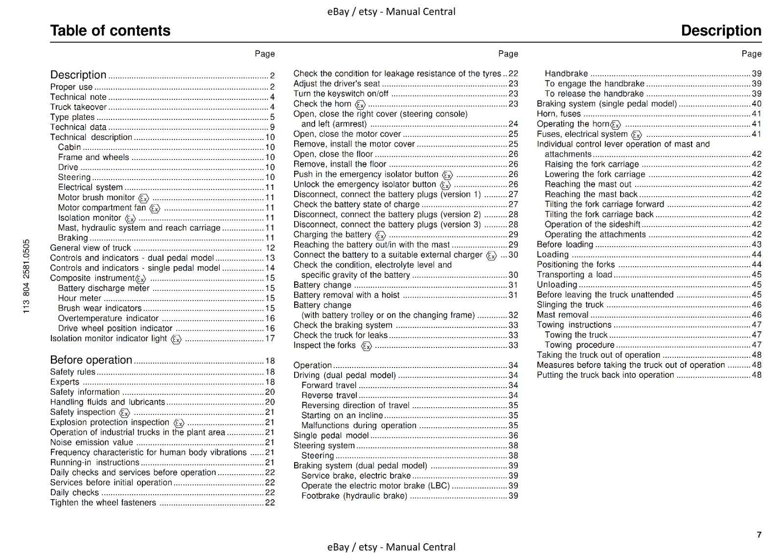 LINDE R14 R16 R20 - 113 SERIES - OPERATING INSTRUCTIONS
