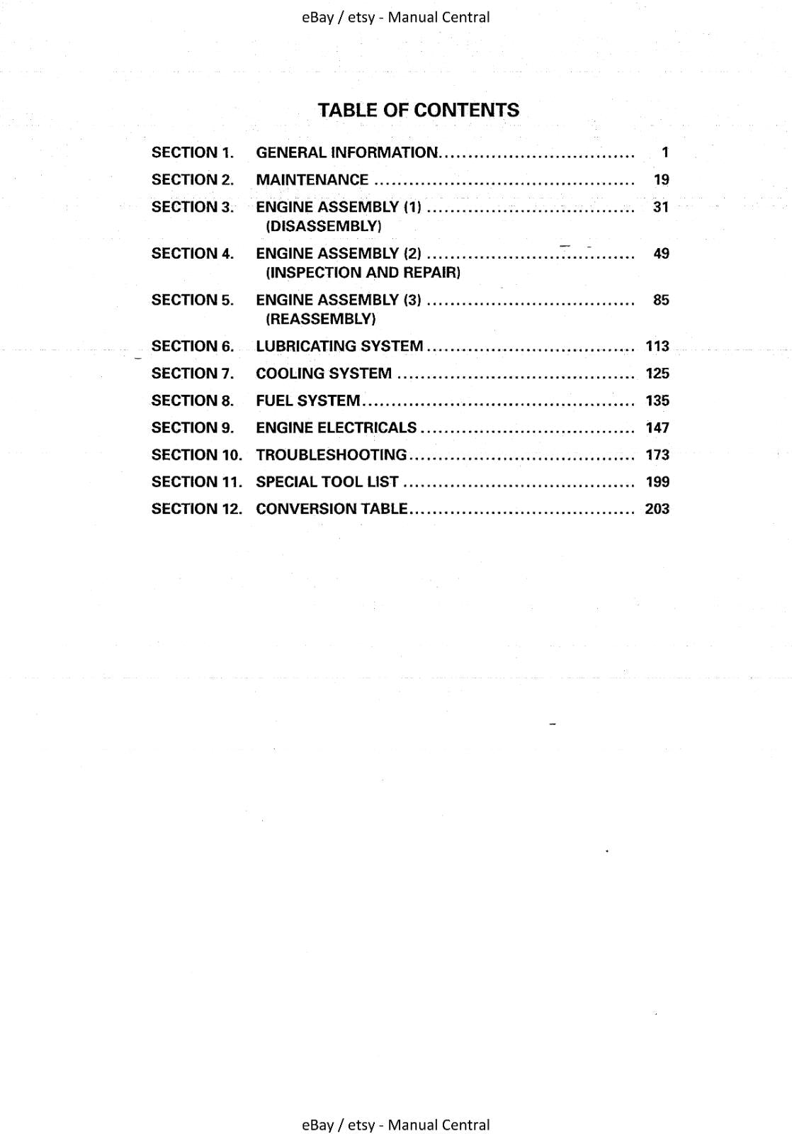 ISUZU 4JG2 ENGINE WORKSHOP SERVICE REPAIR MANUAL