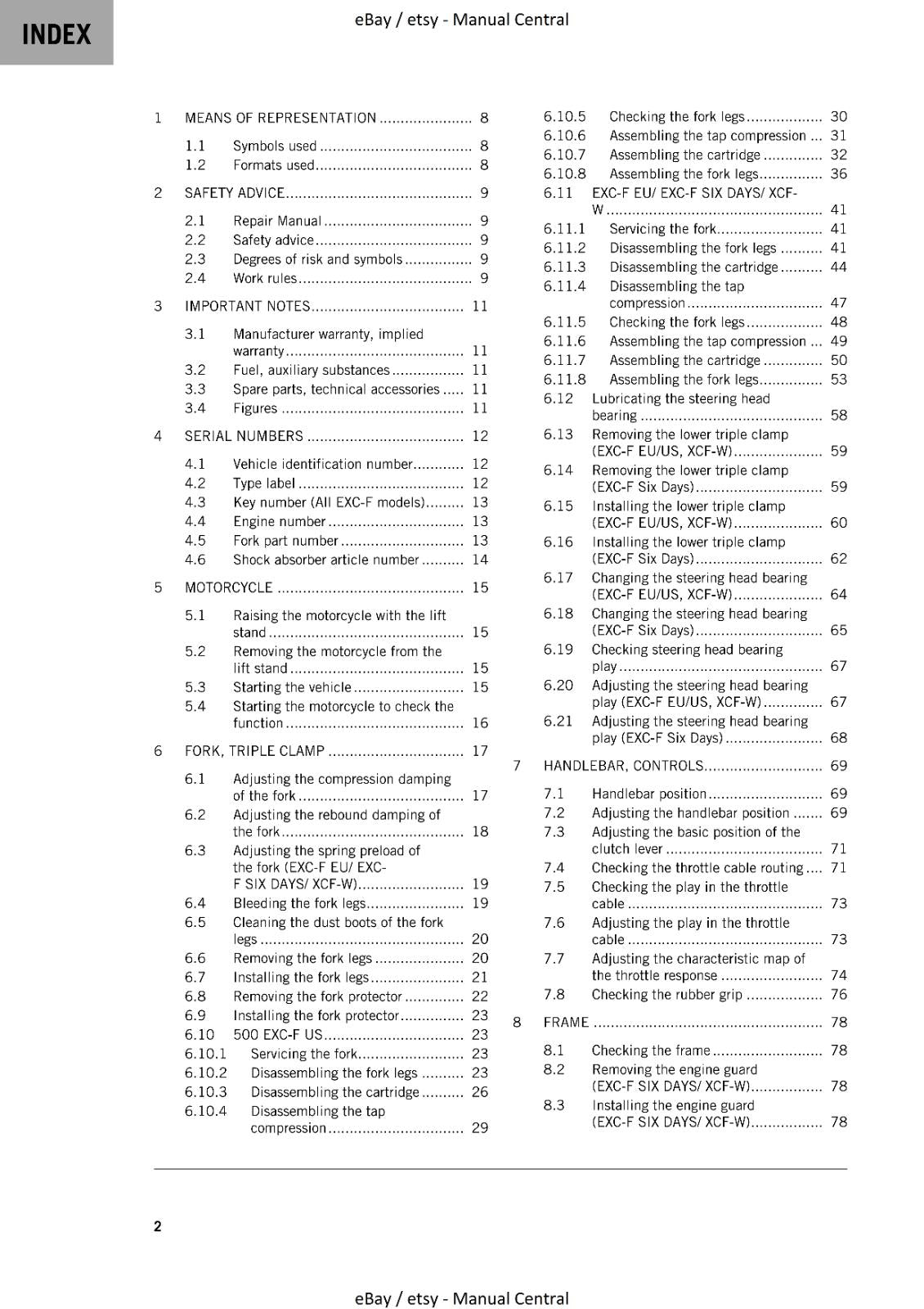 KTM 2021 450 EXC-F SIX DAYS 500 EXC-F SIX DAYS XCF-W WORKSHOP REPAIR SERVICE