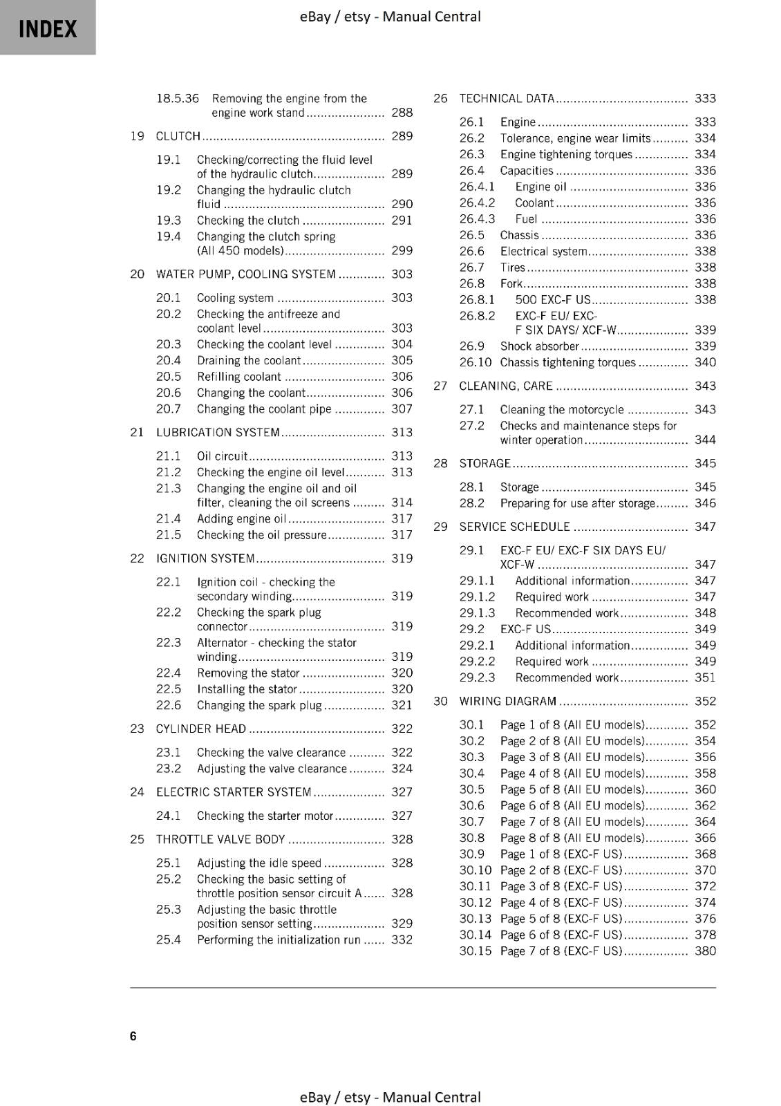 KTM 2021 450 EXC-F SIX DAYS 500 EXC-F SIX DAYS XCF-W WORKSHOP REPAIR SERVICE