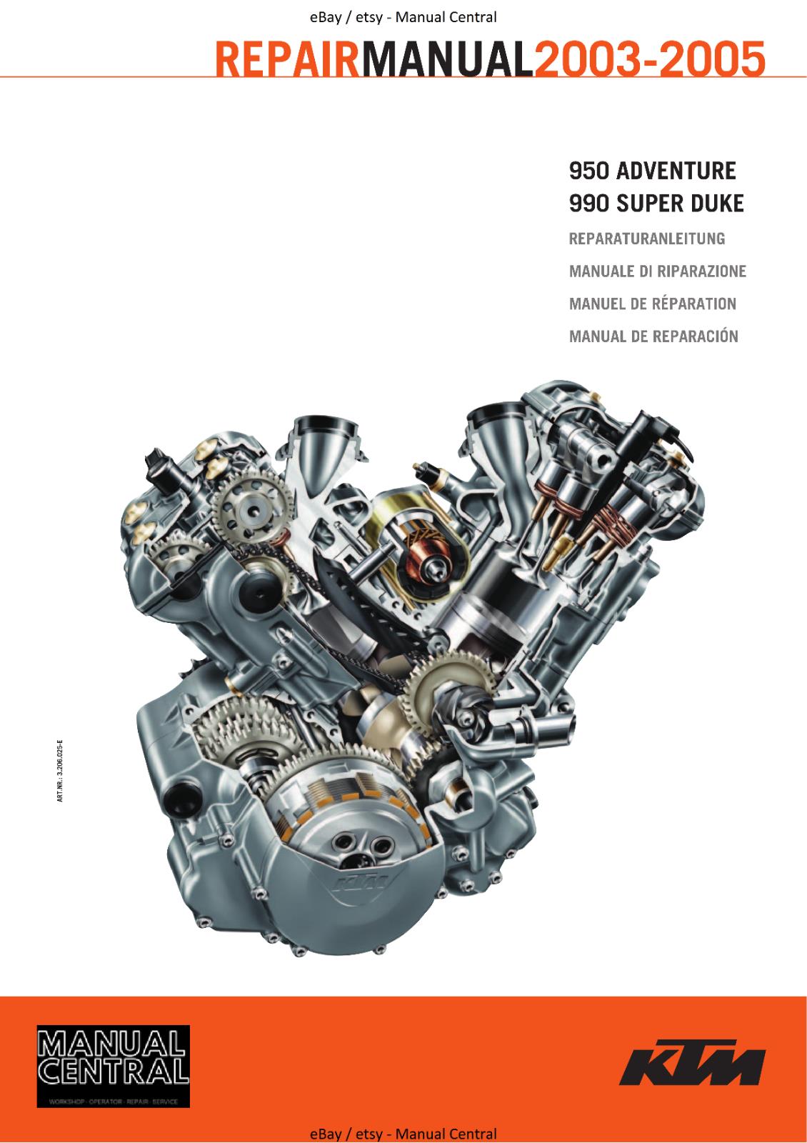 KTM 2003 - 2005 950 ADVENTURE 990 SUPER DUKE WORKSHOP REPAIR SERVICE MANUAL
