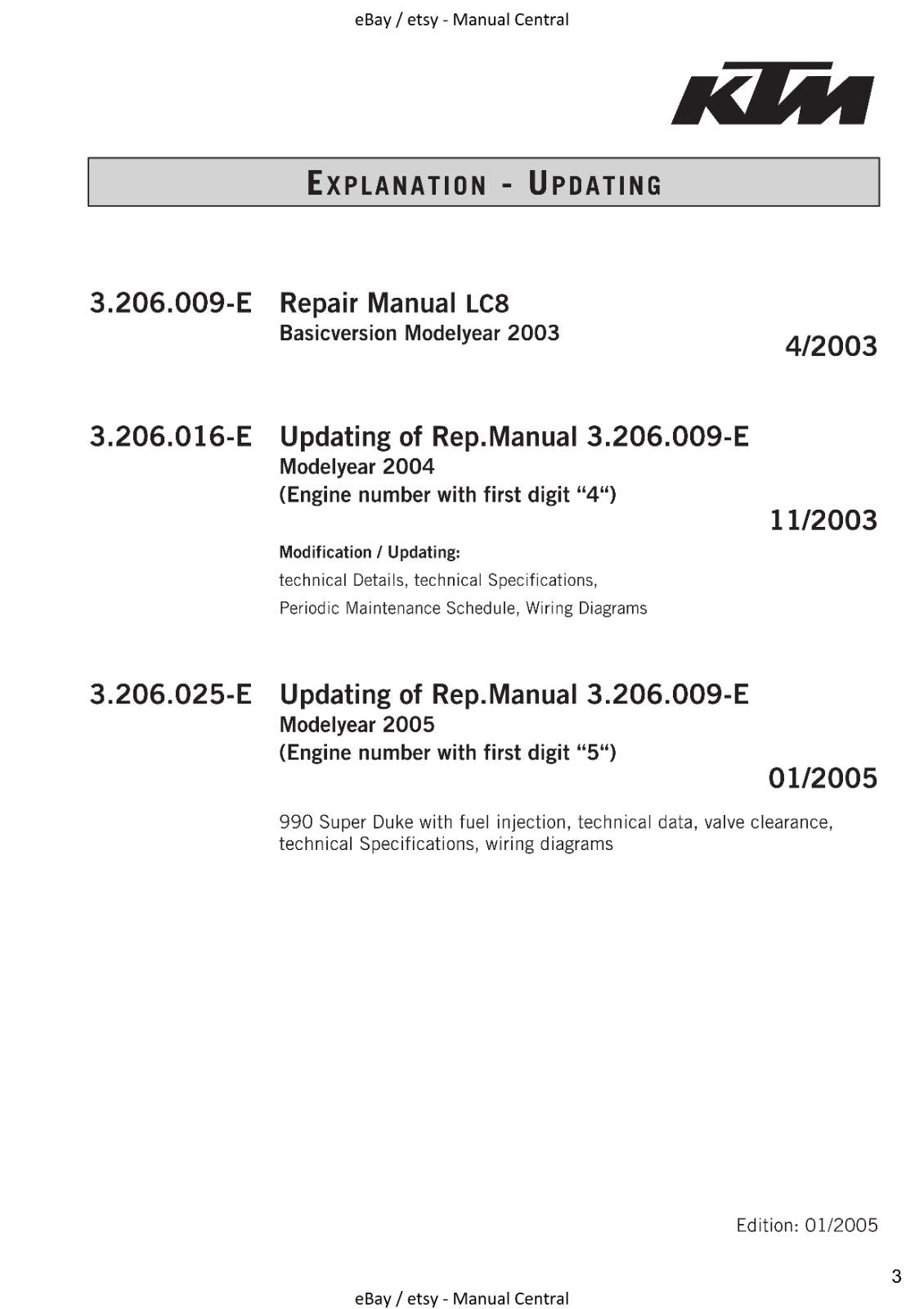 KTM 2003 - 2005 950 ADVENTURE 990 SUPER DUKE WORKSHOP REPAIR SERVICE MANUAL