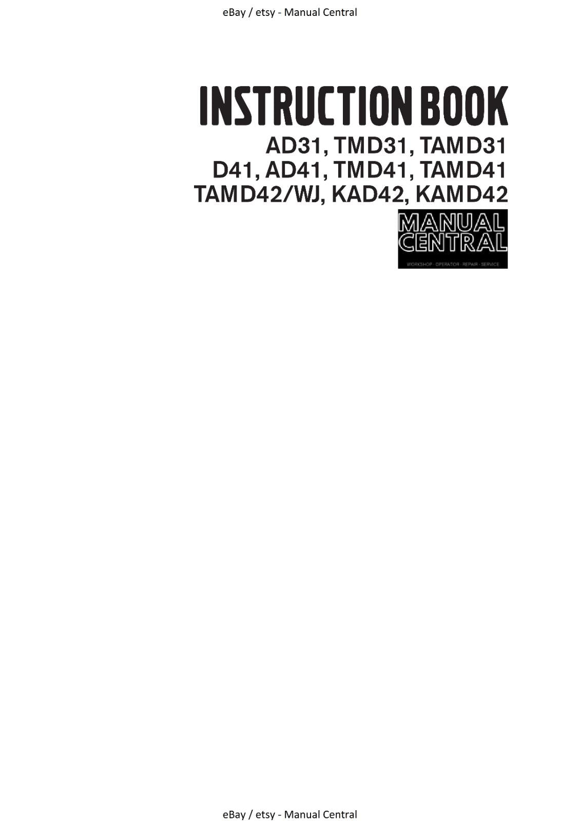 VOLVO PENTA TAMD41 TAMD42/WJ KAD42 KAMD42 OPERATOR INSTRUCTION USER GUIDE