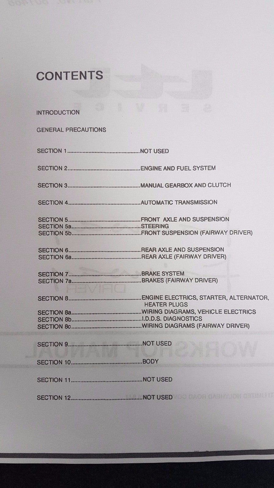 LTI 1989 ONWARDS  FAIRWAY & FAIRWAY DRIVER SERVICE REPAIR WORKSHOP MANUAL