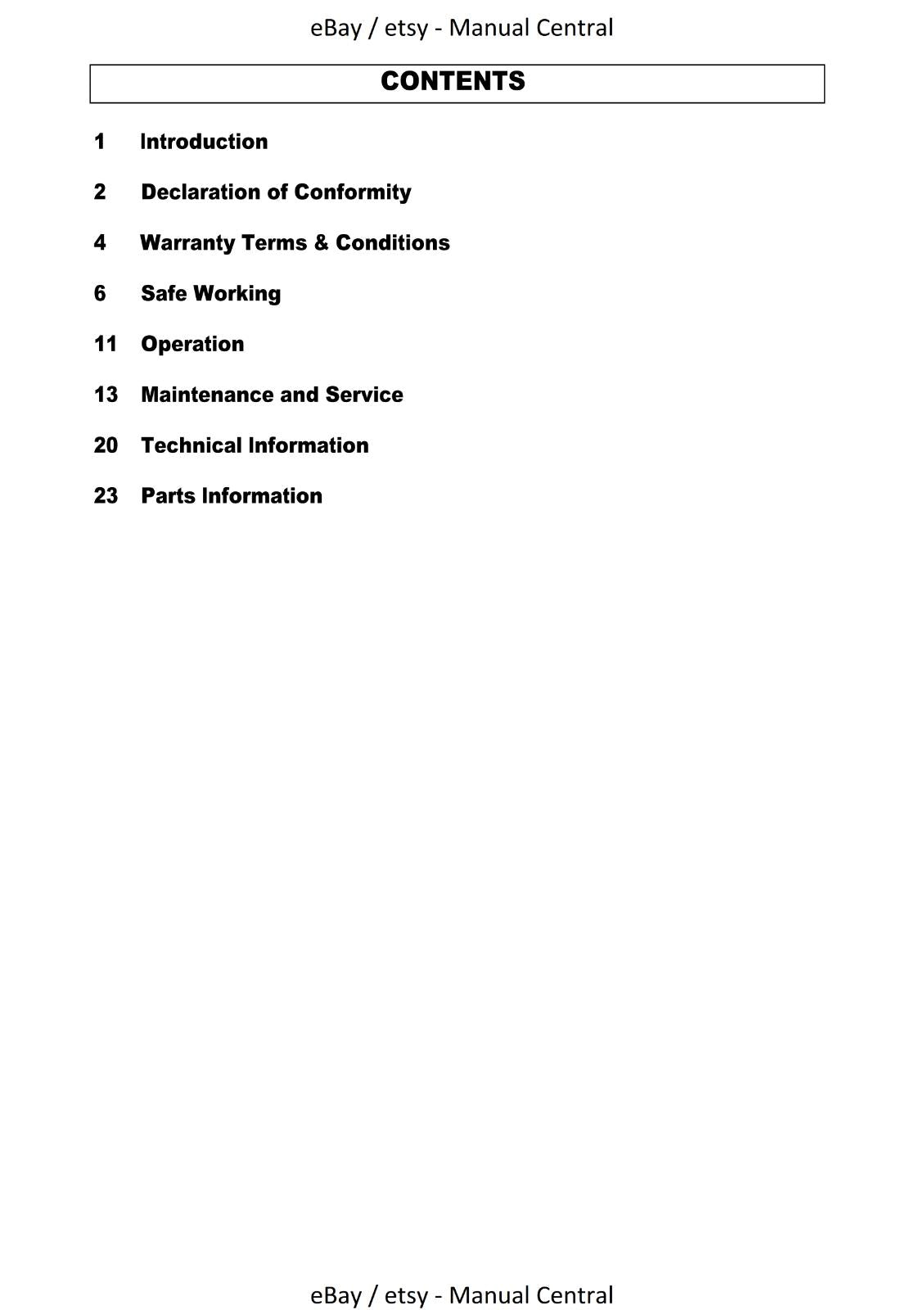 WINGET  (HONDA) TD500 TD500HL TRACKED DUMPER OPERATOR AND PARTS MANUAL