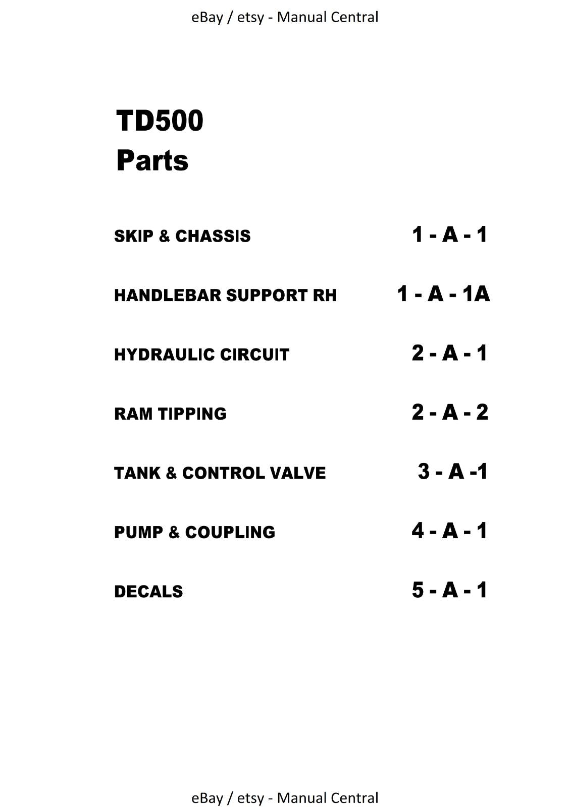 WINGET  (HONDA) TD500 TD500HL TRACKED DUMPER OPERATOR AND PARTS MANUAL