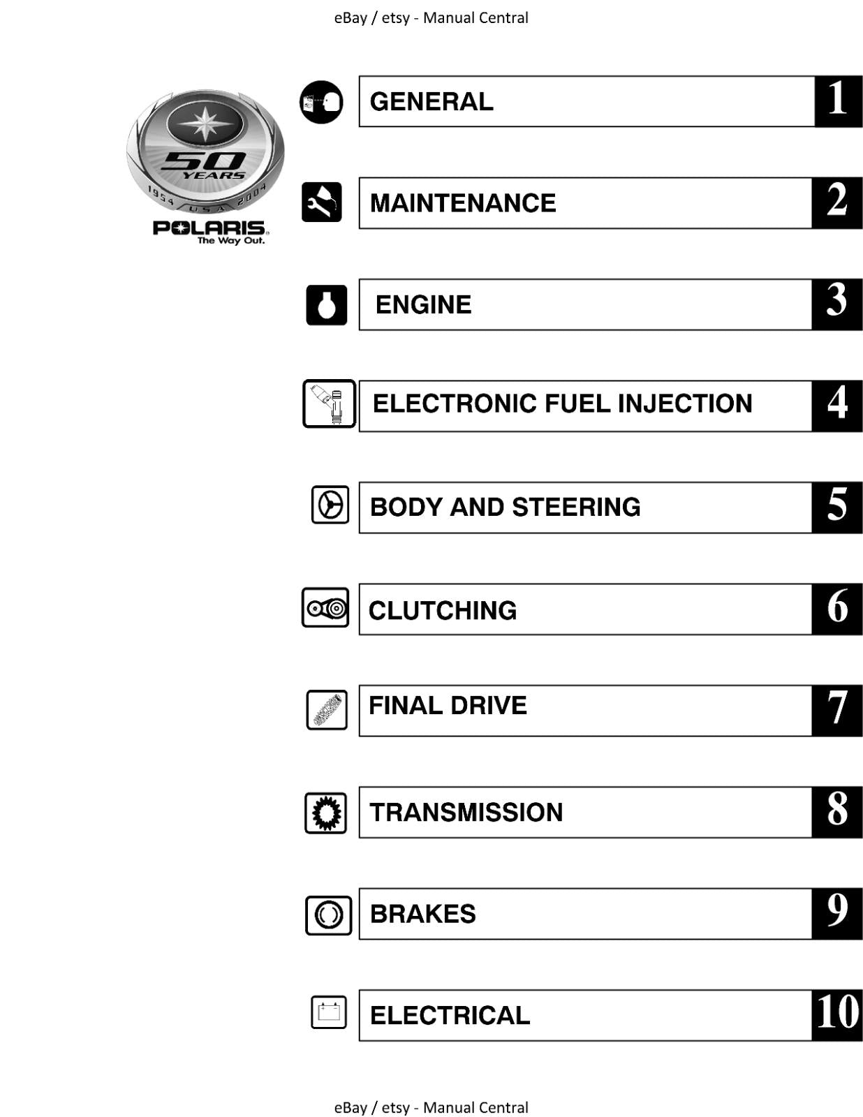 POLARIS 2005 SPORTSMAN 700 800 EFI SERVICE WORKSHOP REPAIR MANUAL