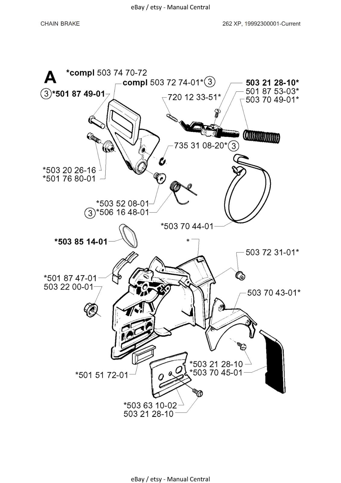 HUSQVARNA CHAINSAW 262XP PARTS MANUAL REPRINTED