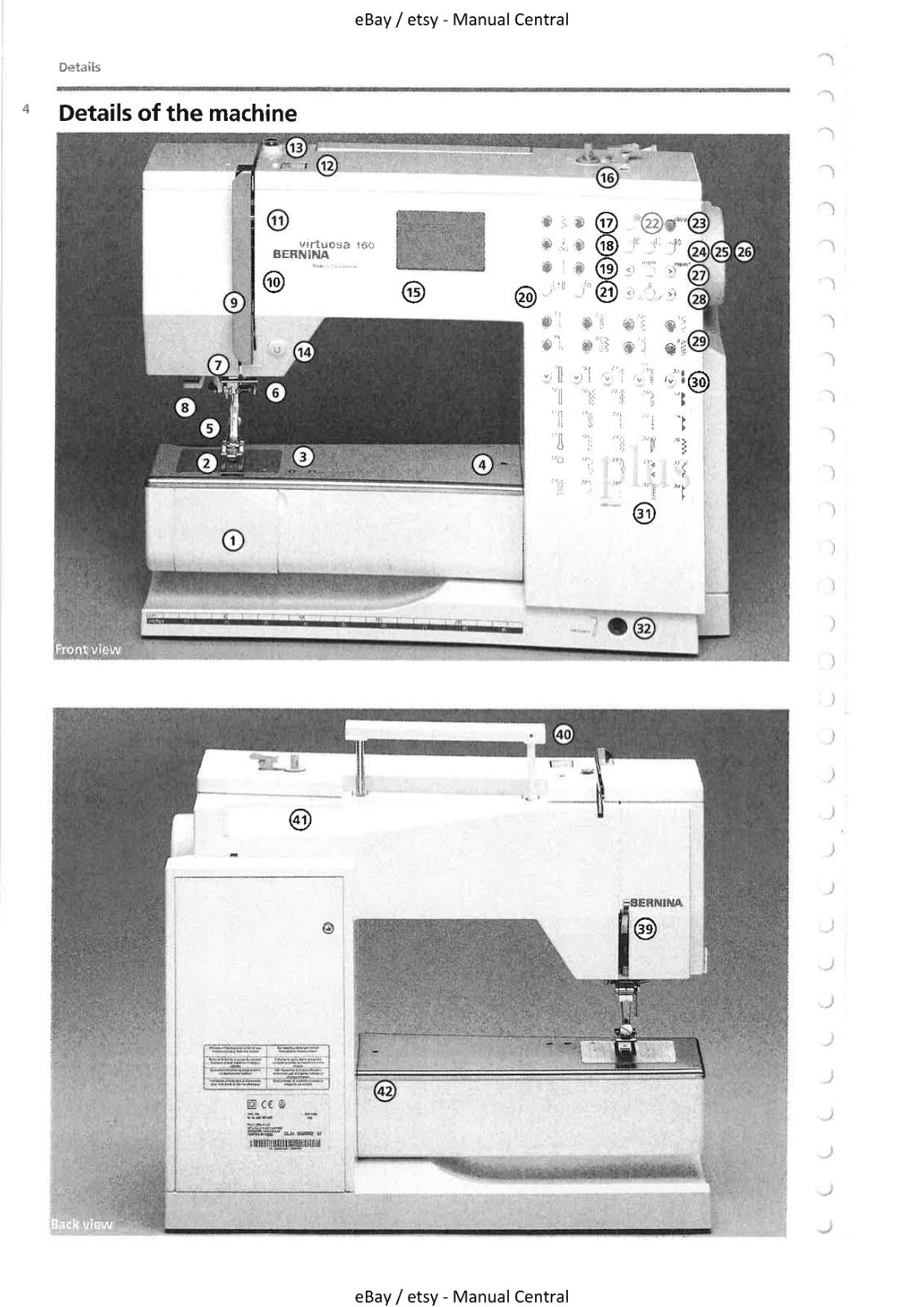 BERNINA - VIRTUOSA 150 160 - INSTRUCTION MANUAL & SEWING MANUAL - REPRINTED