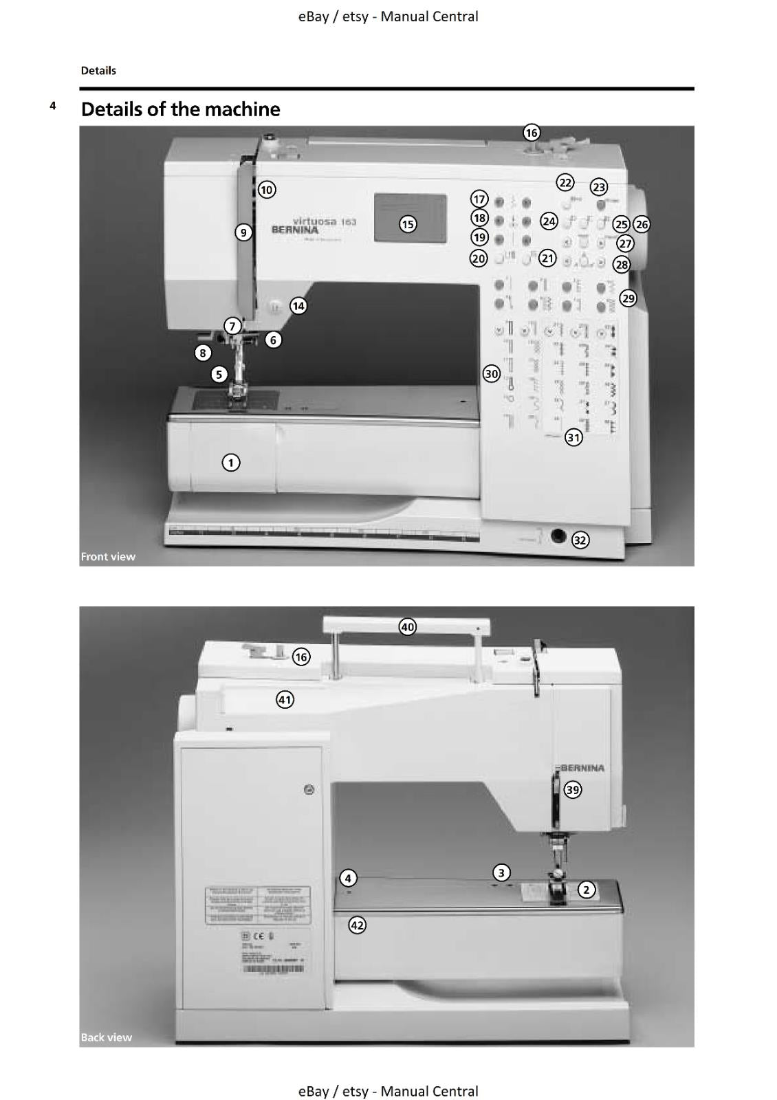 BERNINA - VIRTUOSA 153 163 - INSTRUCTION MANUAL & SEWING MANUAL - REPRINTED