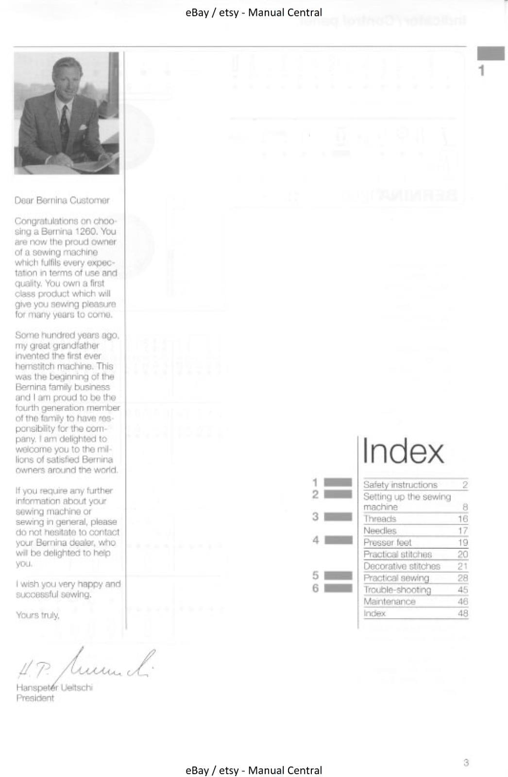 BERNINA - 1260 - INSTRUCTION MANUAL - REPRINTED