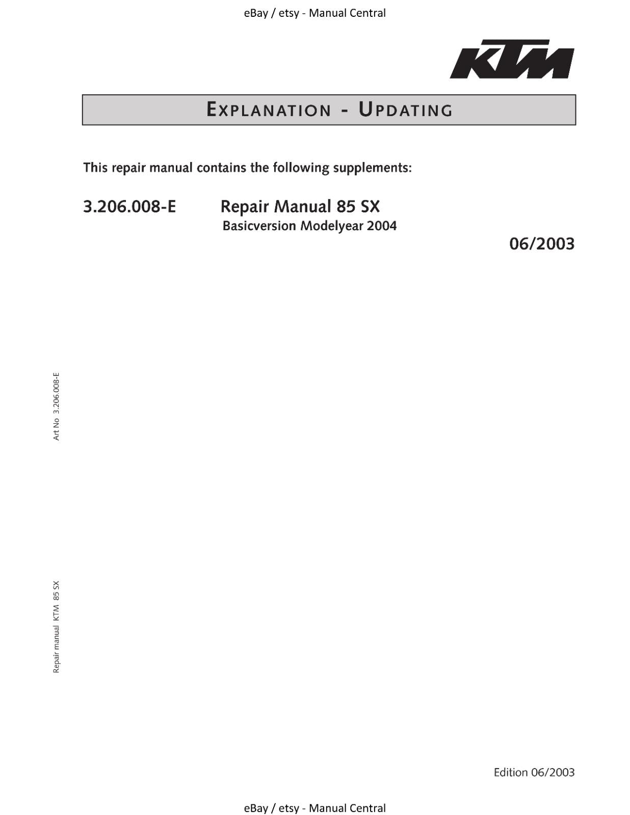 KTM 2004 - 85 SX - ENGINE WORKSHOP REPAIR SERVICE MANUAL
