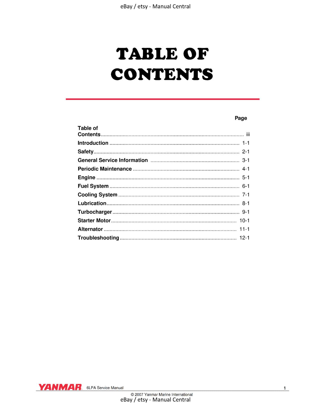 YANMAR 6LPA SERIES 6LPA-STP2 6LPA-STZP2 SERVICE MANUAL MARINE ENGINE REPRINTED