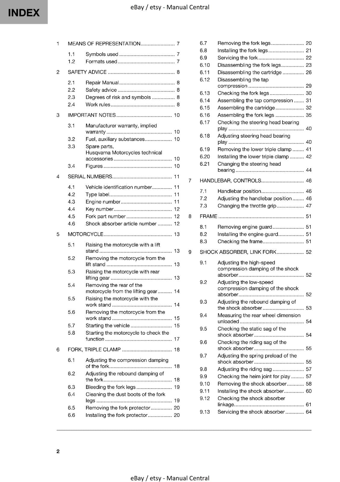 HUSQVARNA 2023 - 701 ENDURO US - REPAIR WORKSHOP SERVICE MANUAL REPRINTED
