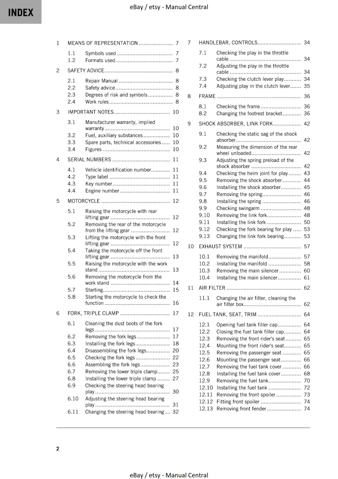 KTM 2023 - 125 DUKE - WORKSHOP SERVICE MANUAL REPRINTED